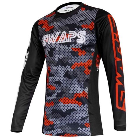 T-shirt maillot swaps camo kid rouge pour moto cross enduro