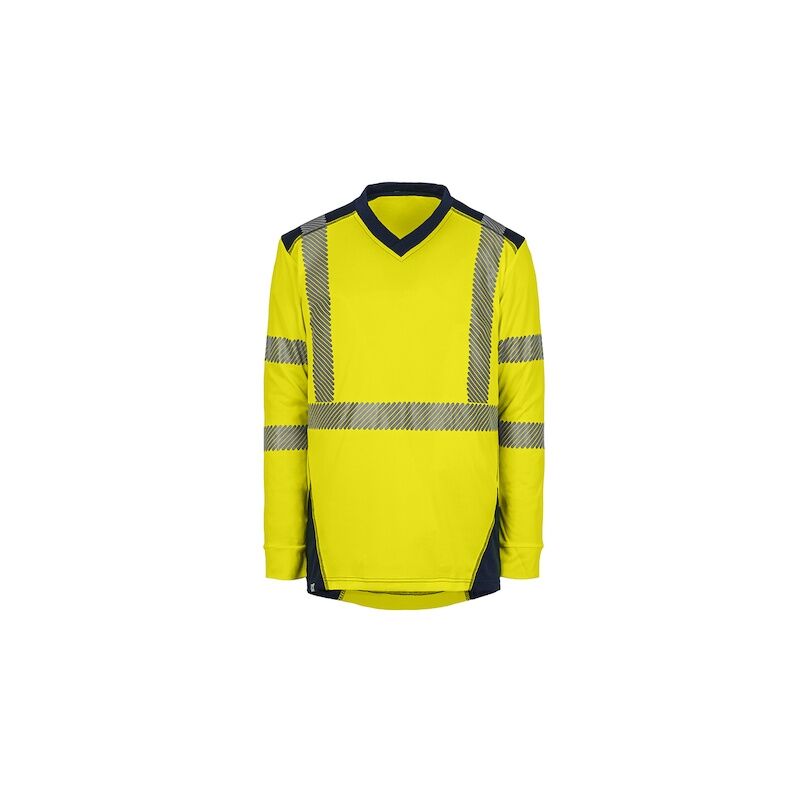 T-shirt manches longues haute visibilité bali jaune/marine - l T2S
