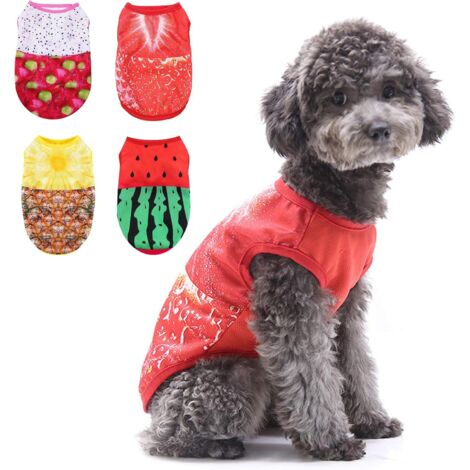 T-shirt pour chien imprimé 4 pièces (petit)-Fei Yu