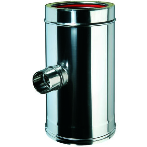 T-Stück 90°mf - Edelstahl/Edelstahl reduziert ø 80 m l 244 mm Edelstahlrohr r 80 dp d 250