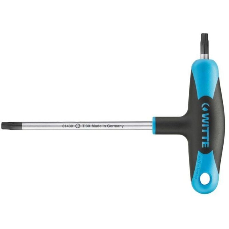 T Torx Key - Witte - Double Rod - Torx 15 - Length 100 mm - Black - Magnetic Tip - Alloy Steel