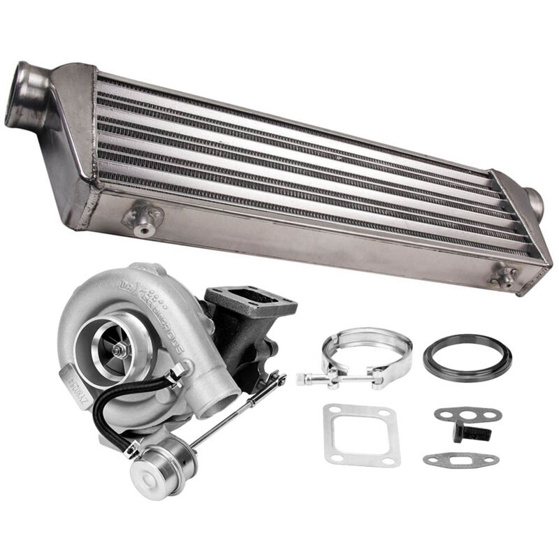 Maxpeedingrods - T04E 63 a/r Inernal Wastegate Turbocharger + Intercooler Kit 1.5L-2.5L engines