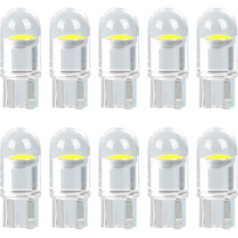 T10 W5W LED 194 168 501 Ampoules de Voiture Lampe 1SMD COB LED Lampes pour Plaque D'immatriculation Feu de Position Latéral Blanc xénon 6000K 12V Paquet de 10