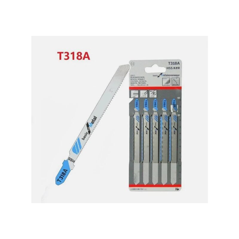 Bosch - T318A Set of 5 hss Jigsaw Blades Basic for Metal