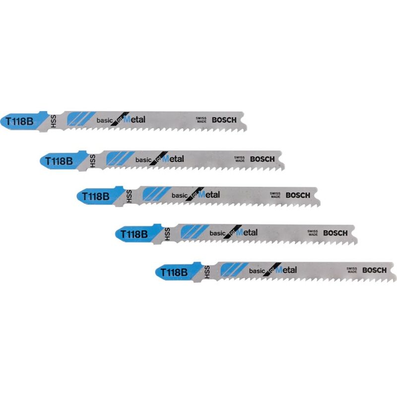 T118 b Basic for Metal Jigsaw Blades - 2 608 631 014, Pack of 5 - Bosch