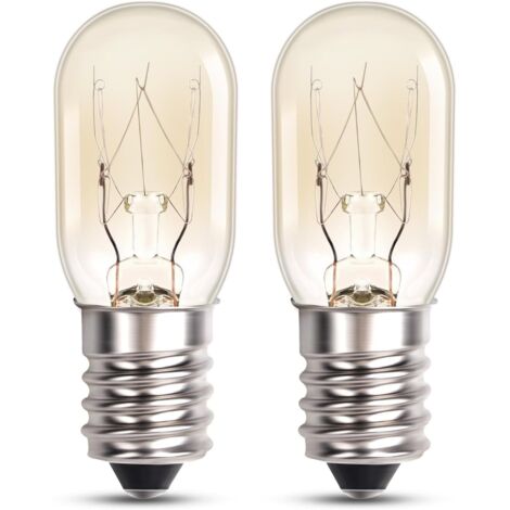 T20 E14 15W Warmweiß 2400-2500K Kühlschranklampe, -20°C-beständig, 220-240V Wechselstrom, 15W Kühlschranklampe mit kleinem Sockel, Kühl-/Gefrierschranklampe, Salzkristalllampe, dimmbar, 90lm, 2er-Pack