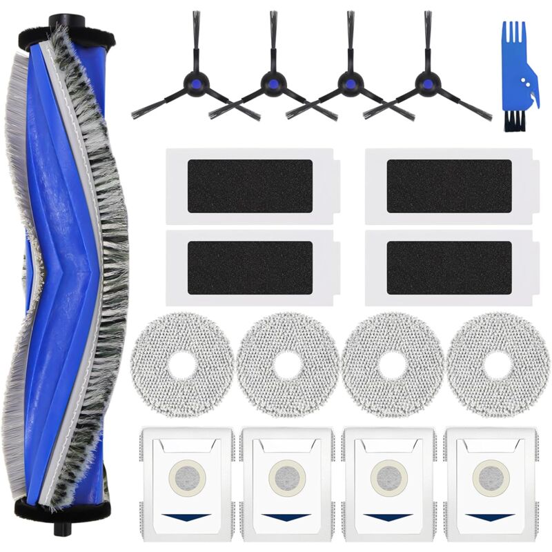 T30 Accessoires de rechange pour ECOVACS DEEBOT T30 PRO OMNI / T30 OMNI Aspirateur Robot, 1 Brosse Principale, 4 Filtres, 4 Brosses Latérales, 4