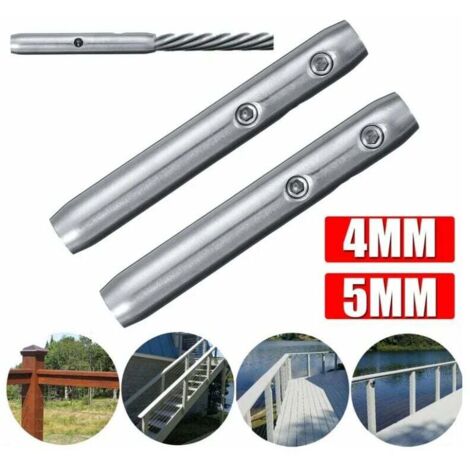 T316 Edelstahl-Kabelspannerinstallation für Treppenkabelgeländer (4 mm + 5 mm, 2 Stück)
