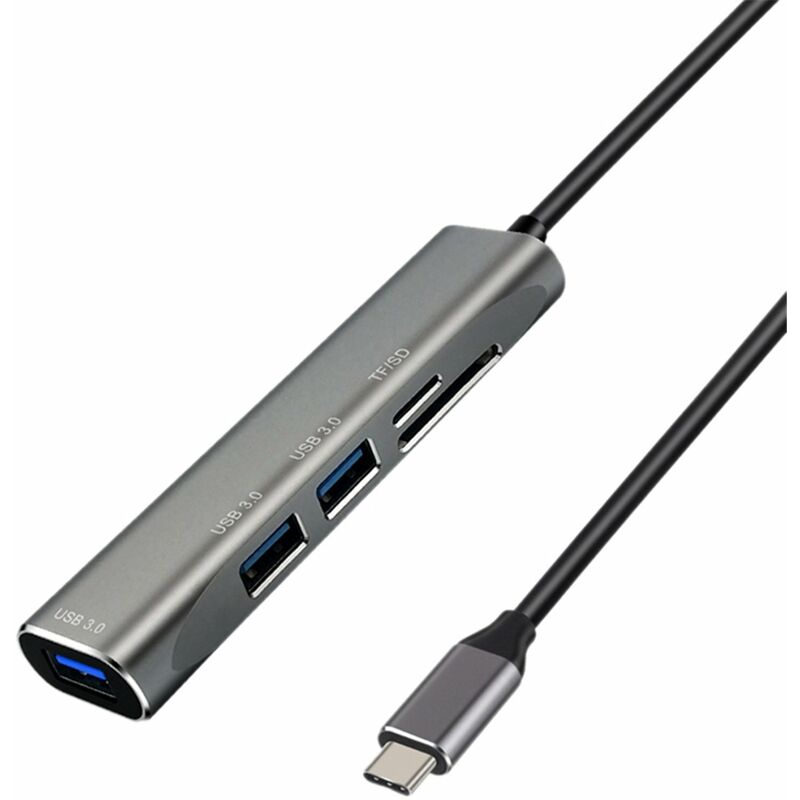 

T325 5 en 1 Hub Type-C a USB3.0 * 3 + Lector de tarjetas TF Hub USB inteligente Adaptador multipuerto para computadoras portatiles Telefonos moviles