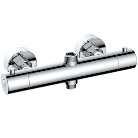 T33, Chrom, Thermostat-Brausemischer mit zwei Abgängen, massives Messing, Verbrühschutz, Temperaturregelung, modernes Design, 10 Jahre Garantie