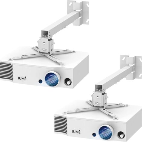 T4365 Lot De 2 Supports Muraux Pour Mini Projecteur - Montage Mural - Pour Appareil Photo Et Berceau Rotatif À 360 ° - Réglable De 7,8 Pouces - Rack En Métal (Blanc, 2 Pièces)