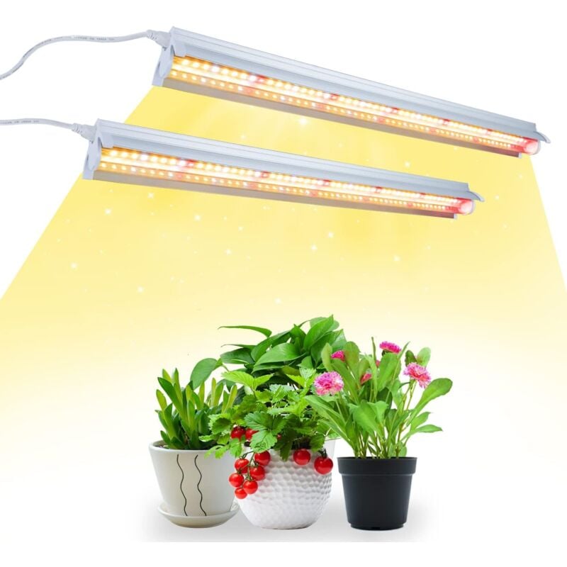 T5 Lampe pour plantes, Full Spectrum 42cm lampes led de culture, lampe pour culture de plantes avec réflecteur/design à chaîne à marguerite pour