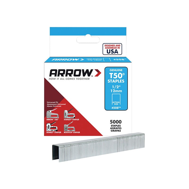 Arrow - Fastening 508 Staples 1/2 - 12MM - (Box of 5000)