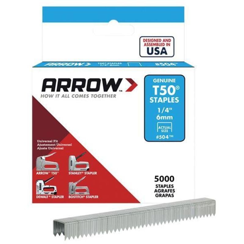 6MM Staples 1/4' - (Box of 5000) - A504IP - Arrow