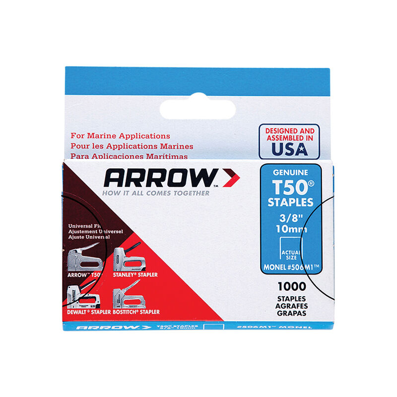 A506M1 T50M 506m Monel Staples 10mm (3/8in) (Box 1000) ARRT5038MS - Arrow