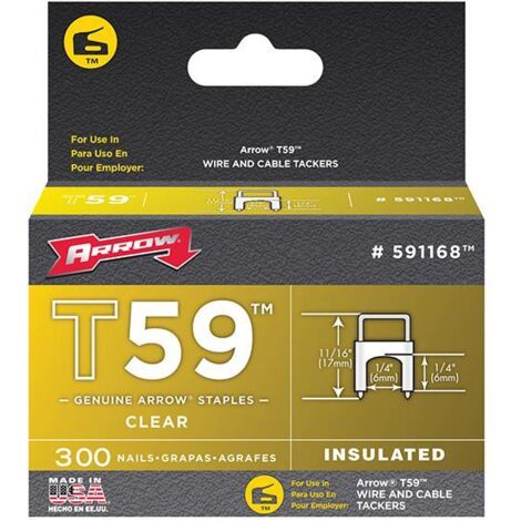 T59 Insulated Staples Clear 6 x 6mm Box 300