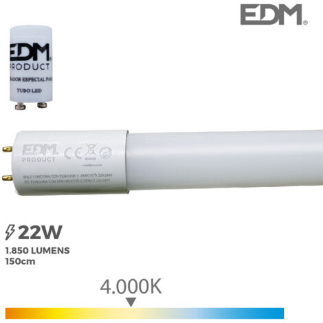 T8 LED-Röhre 22 W, 2400 lm, 4000 K Tageslicht, entspricht 58 W, ø2,6 x 150 cm, EDM