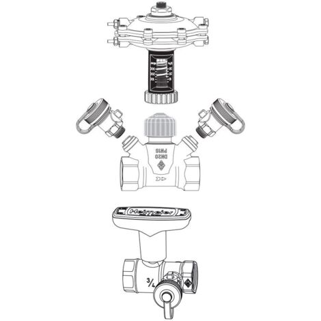 TA Differenzdruckregler TA-Multi Set 3 DN 25, mit Globo H, Entleerung, Rotguss, 5850-04.801