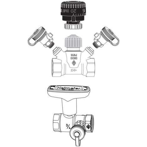 TA Strangventil TA-Multi Set 2, DN 15 Handrad, Entleerung, Globo H, Rotguss, 5850-02.800