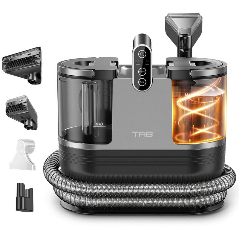 TAB - Aspirateur Nettoyeur por le pour tissus humides et secs à chauffage rapide Convient aux Canapés, Tapis, Rembourrage, Voitures Lavage à l'eau