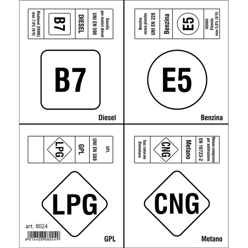 Tabella Adesiva Bolli Carburante 2018, 16 x 13 cm