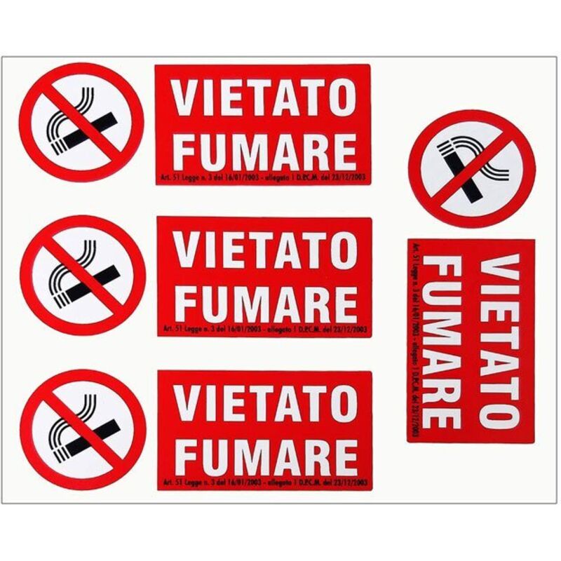 Tabella Adesivi Vietato Fumare, Set di 2 pezzi