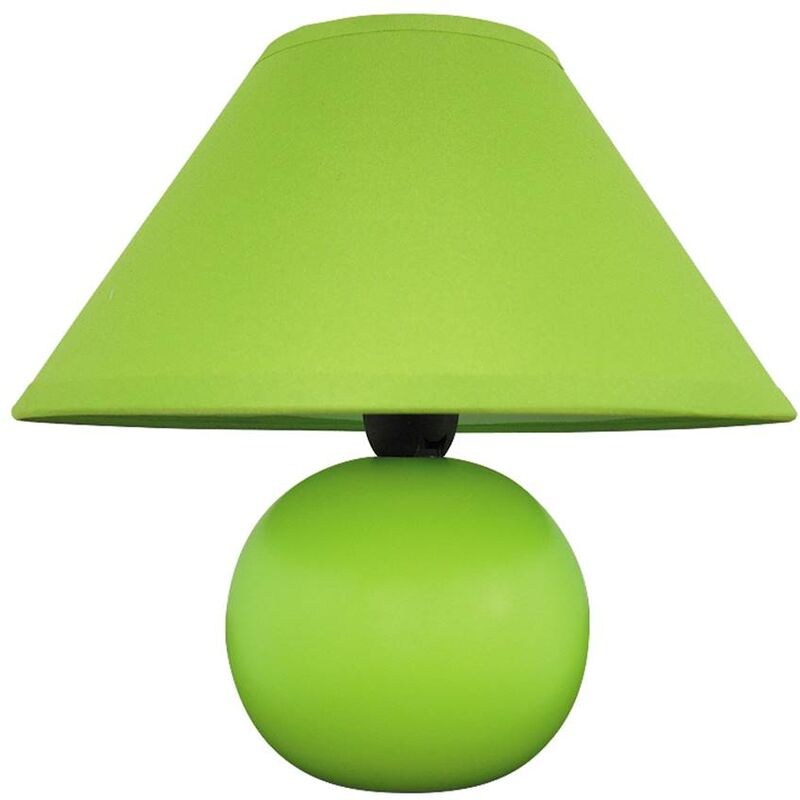 Image of Tabella lampada Ariel ceramica tessile verde Ø20cm h: 19cm con interruttore incorporato