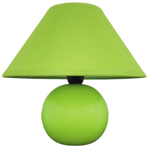 Tabella lampada Ariel ceramica tessile verde Ø20cm H: 19cm con interruttore incorporato