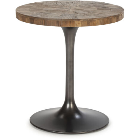 Tabelle Kaffeetisch 55x55x60 Naturholz / schwarzes Metall vertikaler Dekoration / Spiegelspiegel Alle Stile, um dem Zuhause eine Note zu verleihen