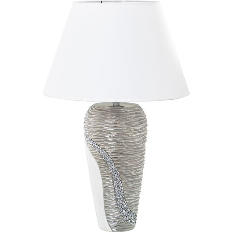 Tabellenlampe in weißer Keramik/Feld.+52755.1x27, max.40 ° 35x56cm, Basi
