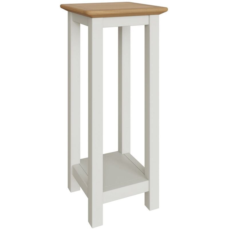 Taberno Side End Lamp Table Linen White Solid Oak Living Room Assembled - White