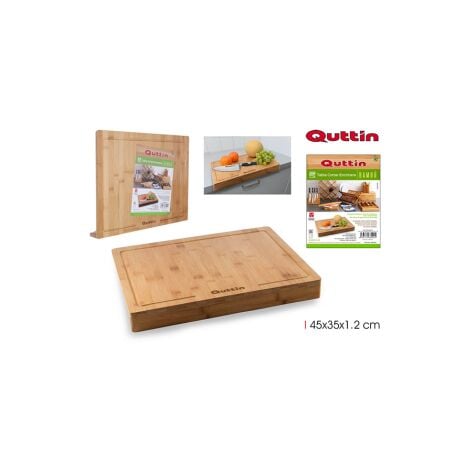 QUTTIN Tabla cortar bambu c/borde