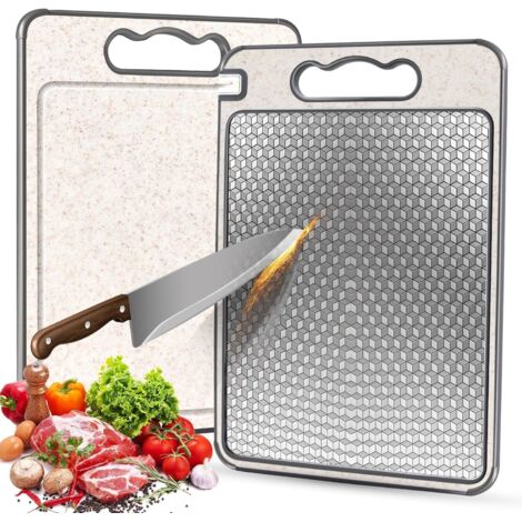 Tabla de Cortar Acero Inoxidable,Doble Cara, Sin BPA, Ideal para Carne, Pan, Verduras y Frutas, Gran Superficie de Corte (36 x 25 cm), Duradera e Higiénica.