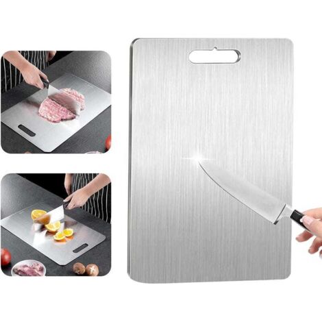 Tabla de cortar de acero inoxidable 304 y titanio, tabla de cortar de acero inoxidable antibacteriana, plato de cocina