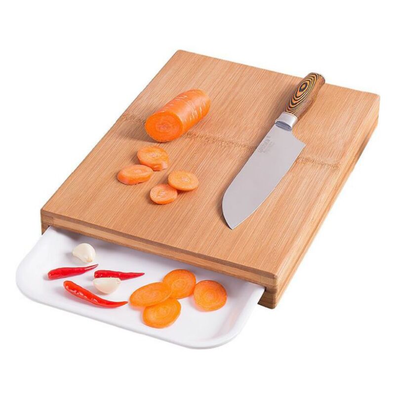 

Tabla de cortar de bambú macizo 18mm 38x26xH4.6cm NAPA con bandeja
