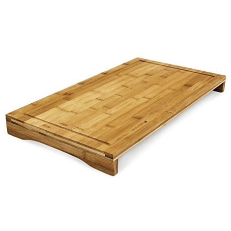 Tabla de cortar de bambú protege el plato con bordes elevados y canales para jugo 52 cm 4313026