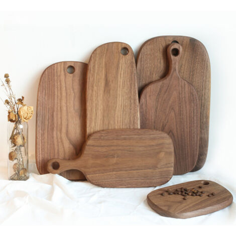 Tabla de cortar de madera de nogal negro Super art producida, tabla de madera entera para pizza, bistec, pan, verduras, frutas, tabla de cortar de madera maciza (nogal negro, ovalada, grande)