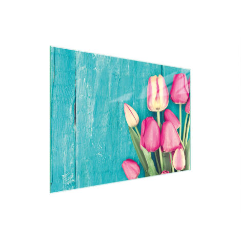 TABLA DE CORTAR DE VIDRIO 30x22 TULIPANES