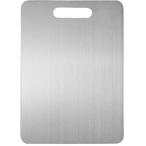 Tabla de cortar gruesa de acero inoxidable de 34 x 23 cm - ambos lados de acero inoxidable - libre de BPA - apta para cocinar, para preparar carne, pan, verduras y frutas