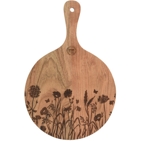 Tabla de cortar redonda de madera de acacia natural