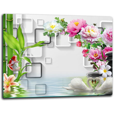 Tabla de corte de vidrio 52x40 flores