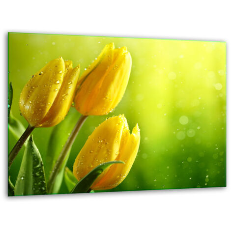 Tabla de corte de vidrio. Stand 40x30 tulipanes