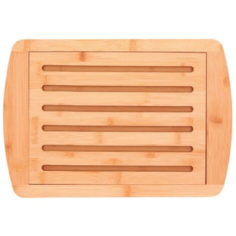 Tabla de corte para pan de bambú con bandeja recogemigas
