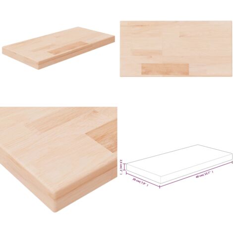 Tabla de estantería madera maciza roble sin tratar 40x20x2,5 cm - Estantería de roble - Estantería de almacenamiento