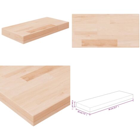 Tabla de estantería madera maciza roble sin tratar 40x20x4 cm - Estantería de roble - Estantería de almacenamiento