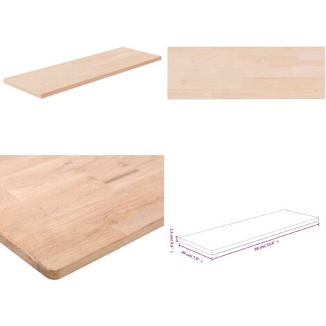 Tabla de estantería madera maciza roble sin tratar 60x20x1,5 cm - Estantería de roble - Estantería de almacenamiento