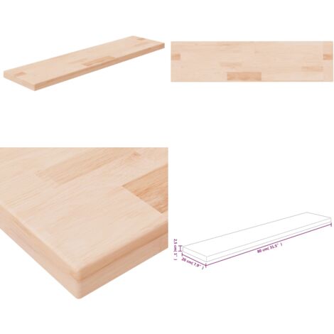 Tabla de estantería madera maciza roble sin tratar 80x20x2,5 cm - Estantería de roble - Estantería de almacenamiento