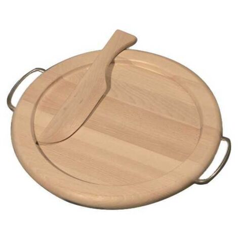 Tabla de madera redonda con cuchillo incavado de 35 cm Checco