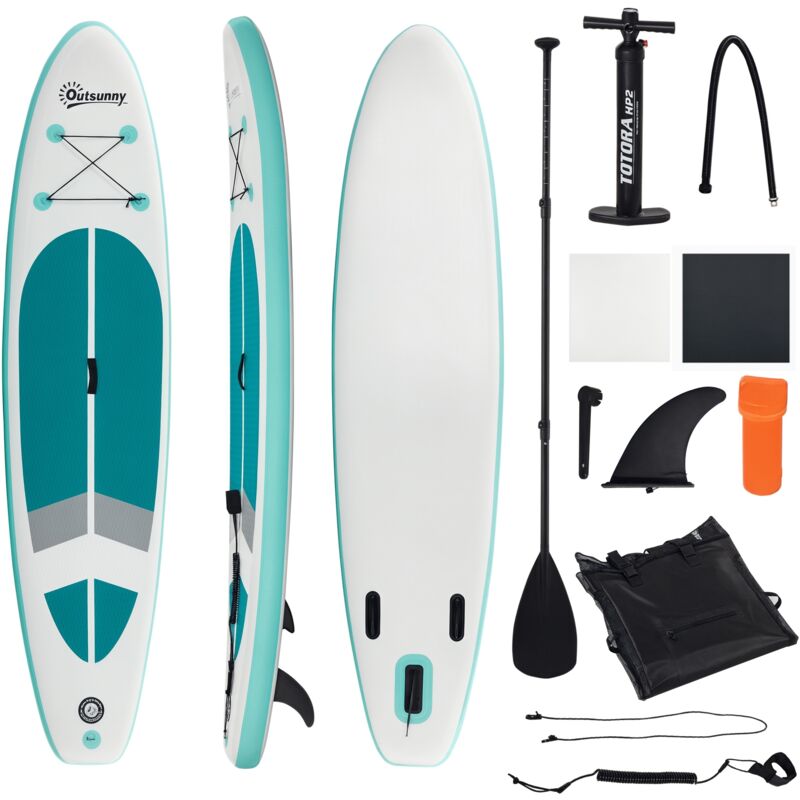 Outsunny - Tabla De Paddle Surf Hinchable 320X76X15 Cm Plegable Con Remo De Aluminio Ajustable Desmontable Bolsa De Transporte Y Accesorios Completos