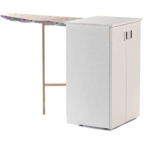 TOSCOHOME Tabla de planchar con puertas y ruedas color blanco 55x82H cm - Nadia